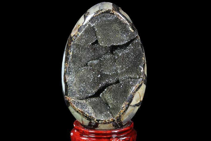 Septarian Dragon Egg Geode - Black Crystals #88311